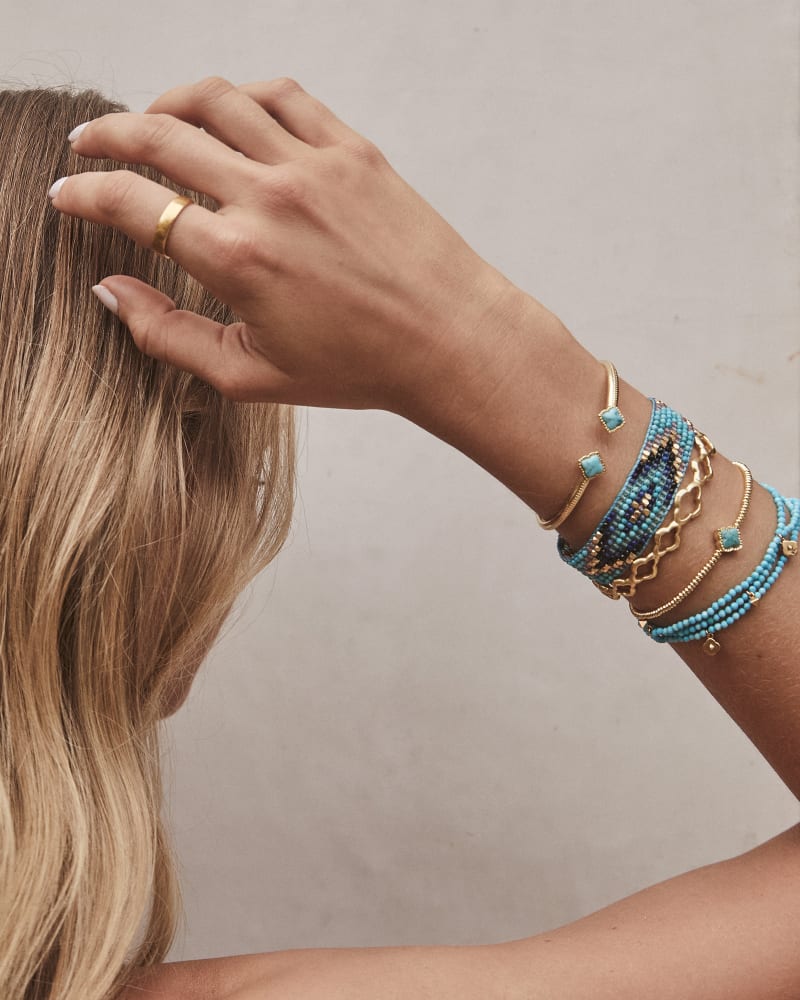 Mallory Gold Stretch Bracelet in Variegated Turquoise Magnesite image number 2
